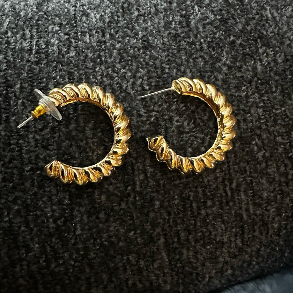 Express Gold Textured Hoop Earrings